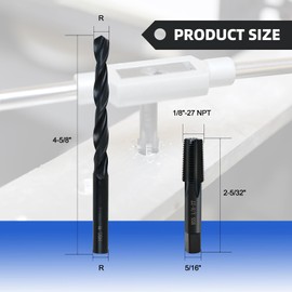 RURITKIT 1/8-27 NPT Pipe Tap and R drill Set, Carbon Steel Hand Threading Plumbing NPT Tap Set for Plumbers Mechanics DIY Thread cutting tools
