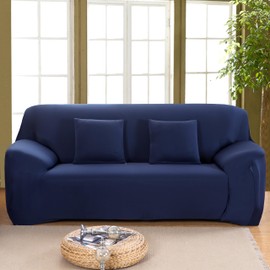 Hyper Cover Plain Color Sofa Cover (Navy, 1 Seater) - Highly Stretchable 3 Seater Couch Cover, L Shape Lounge Protector, Durable and Stylish Sofa Covers for Living Room