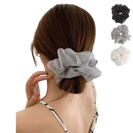 ALLVD Elegant Silk Chiffon Set of 3 Scrunchies Hair Accessories Casual Trend Adult Cute Gift