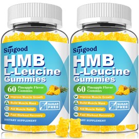 Sijigood 2 Pack HMB and L-Leucine Gummies, 3500mg for Muscle Growth, Muscle Mass, Muscle Relief & Fast Workout Recovery, HMB Supplements for Men & Women, Pineapple Flavor, 120 Count