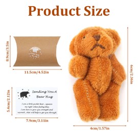 FEXPDL Little Pocket Bear Hug Bear, tiny teddy bear, Cute Comfort Sentimental Gift of You Cards Special Encourage for Kid, Lover, Friend, Family, Couple, Women, Graduation, Birthday (Brown)