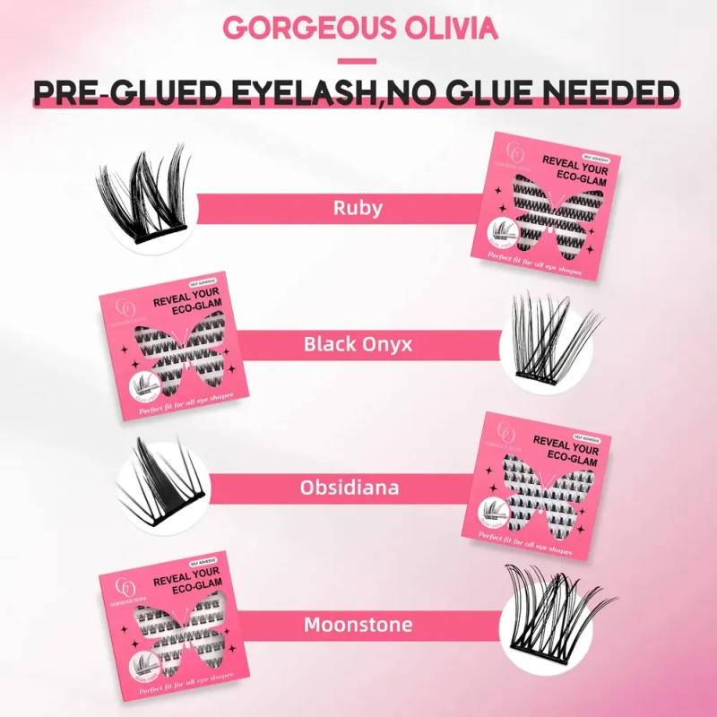 Gorgeous Olivia 88 Pestañas Postizas Kit Completo Rosa Chicle Black