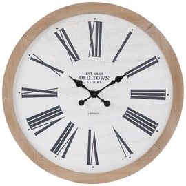 Hobby Lobby White, Black and Brown Old Town Wood Wall Roman Numbers Clock for Home Decor