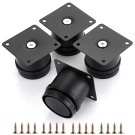 BTSKY 4Pcs 2 Inch Stainless Steel Furniture Legs Feets - Metal Adjustable Furniture Risers Heavy Duty Replacement Legs Extenders for Cabinet Desk Table Sofa Chair