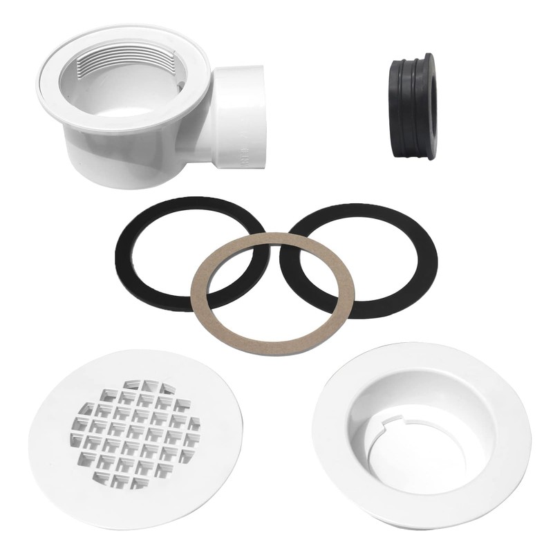 Low Profile Shower Drain, 1.5” Side Outlet Drain Assembly,Perforated Strainer,