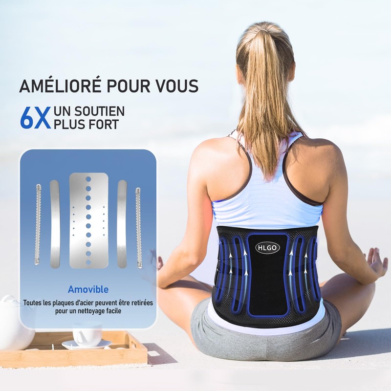 HLGO Back Support Belt with Support Struts + 3D Lumbar