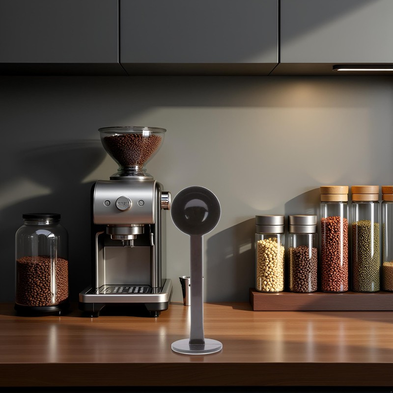 Black 2-in-1 Espresso Coffee Bean Spoon Tamping Scoop Tamper Tea