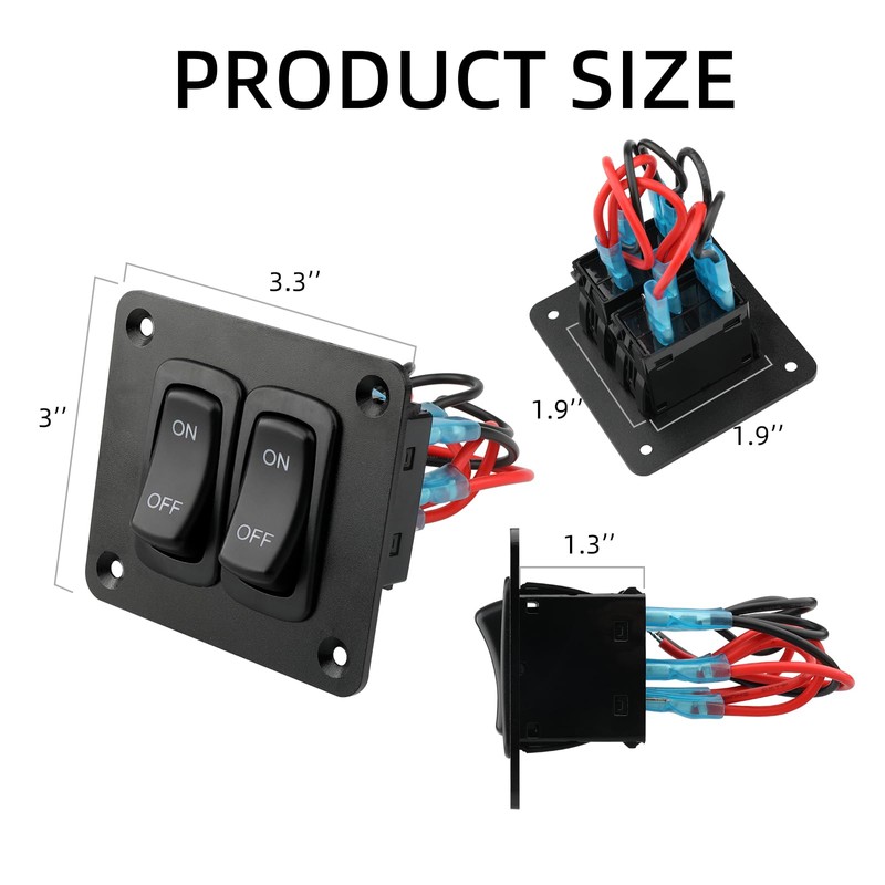 ULITECO Rocker Switch Panel, 2 Gang Toggle Switch Panel 12V,
