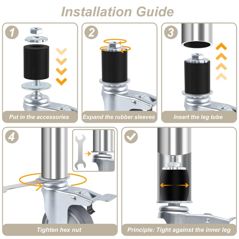 ERKOON 3 Inch Prep Table Caster Wheels Set, 4 Heavy