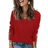 AKEWEI Women's Fall Tops 2025 Trendy V Neck Long Sleeve