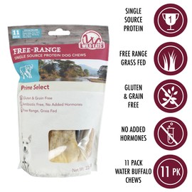 Wild Eats Water Buffalo Prime Dog Bone Assortment Chews, All Natural Bones & Dog Treats 11 Pack Long Lasting Chews, Training Treats Grain Free