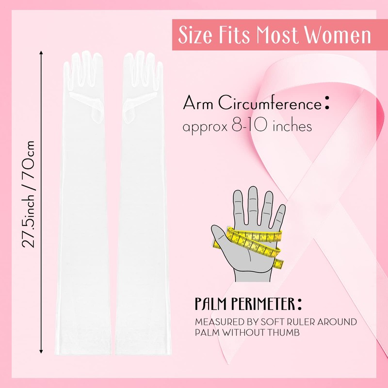 Neer Women's Opera Half Transparent Tulle Bridal Gloves, White