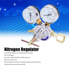 WOOXGEHM Nitrogen Regulator, Good Sealing Without Air Leakage, Provide Stable Pressure, Brass Nitrogen Meter with Scratch Resistant Film, Does Not Fade, 2 Way Flowing Direction