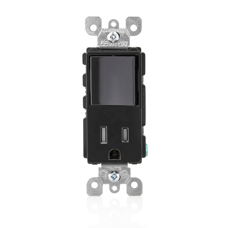 Leviton Decora Combination Switch and Tamper-Resistant Receptacle, T5625-E, Black