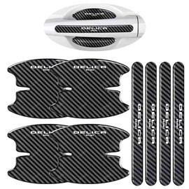 Delica Mini Door Handle Protector, Compatible with All Series, Carbon Pattern, Scratch Protection, Paint Protection, Scratch-Resistant, Easy Installation, Accessory Parts, Exterior Use, Set of 8
