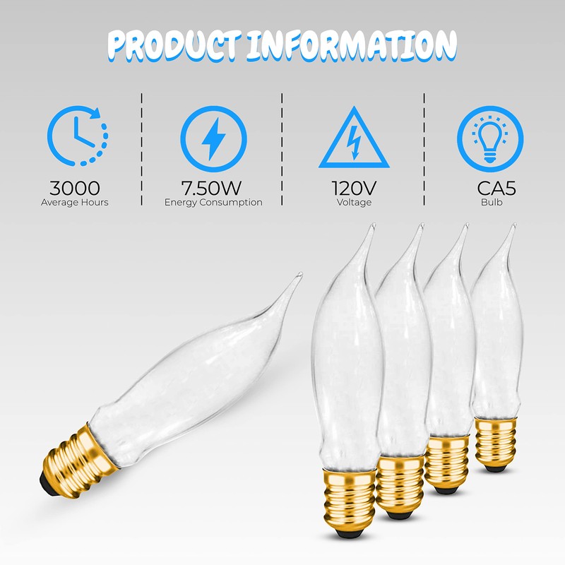 OHLECTRIC CA5 Incandescent Decorative Light Bulb - Flame Shaped Light