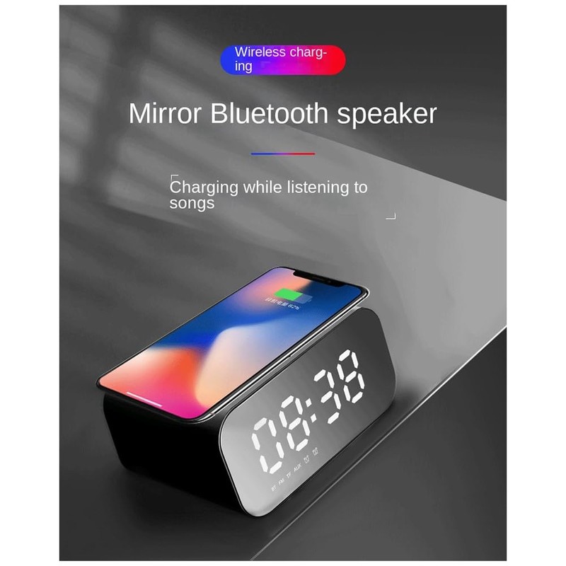 Yjijaiifd Bluetooth 5.0 Wireless Charger Computer Speaker LED Alarm Clock