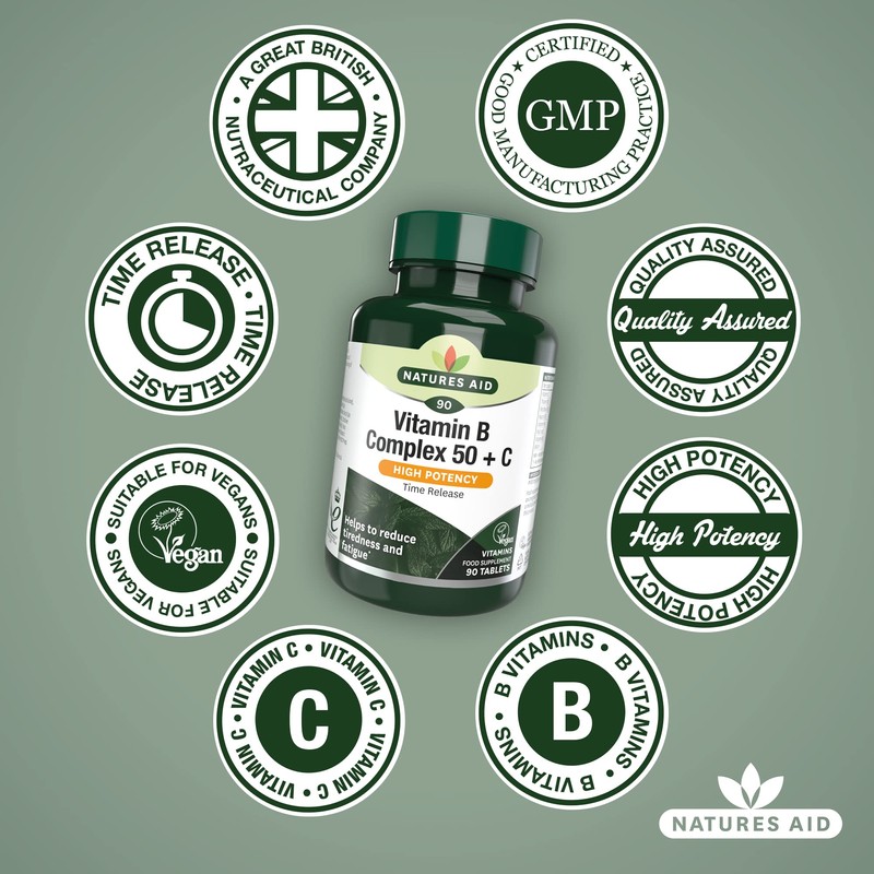 Natures Aid Vitamin B Complex 50 + C (High Potency)