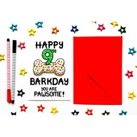 Birthday Card For The Dog, 9th Barkday Birthday Card For Fur Baby, Barkday, Furry Child, Puppy, Family Pet