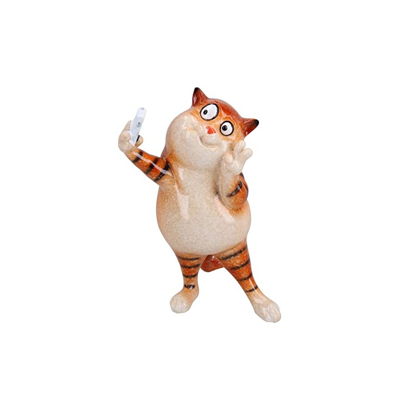AB Tools Ginger Fat Taking Cat Selfie Picture Ornament Statue
