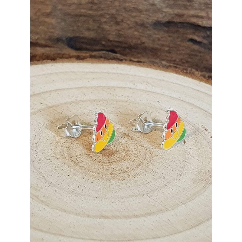 Unicorn Poo Emoji - Small Sterling Silver Stud Earrings/Ear Studs