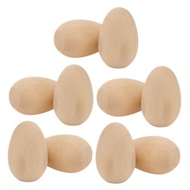 Tofficu 10Pcs Easter Kids DIY Craft Wooden Egg Flat Bottom Unfinished Wood Eggs for Painting and Decorating, Beige, 4.5x4.5x6.4cm, Ideal for Easter Egg Hunt and Home Decor