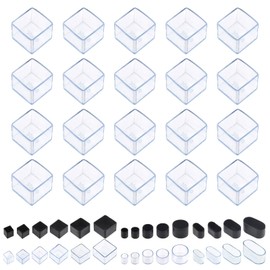 Swpeet 20Pcs 1-3/16"×1-3/16" Clear Square Chair Leg Caps, Floor Protectors, Table Chair Leg Protection Cover, Furniture Leg Caps，Leg Tips Covers, Feet Pads, Feet for Furniture Table Chair