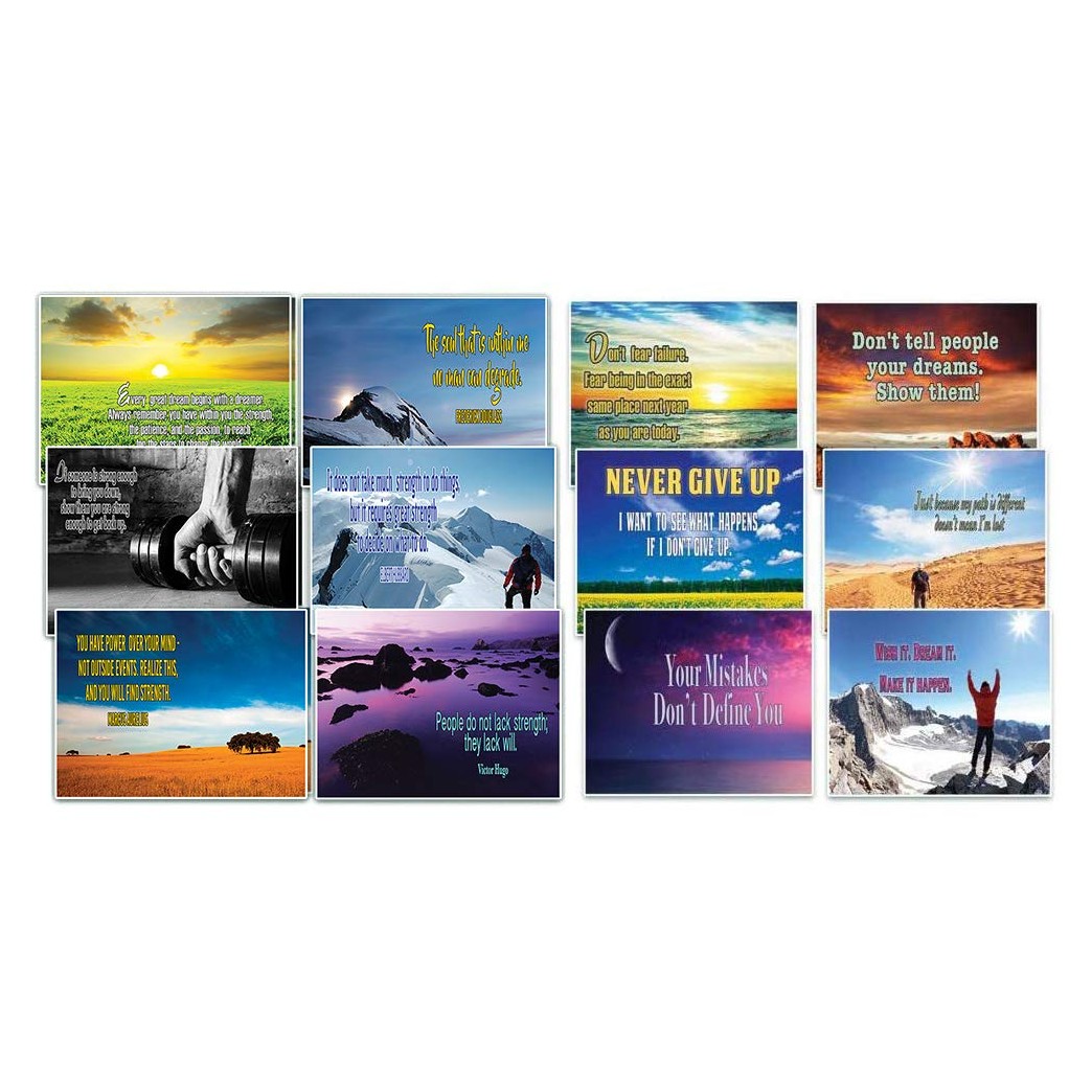 Creanoso Assorted Inspirational Stay Strong Success Quotes Postcards (60-Pack) – Inspiring Inspirational Sayings Greeting Cards for Men Women – Great Giveaways Collection Bulk Set – Employee Rewards