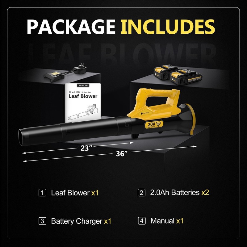 Orientools Leaf Blower Cordless, 20V Powerful Electric Cordless Leaf Blower