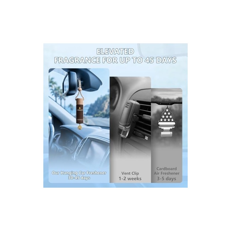 Hanging Car Air Freshener Diffuser 2 Pack, Refillable Bottle Auto