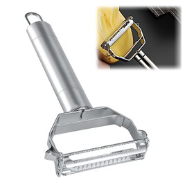 Pelador y Rallador de Verduras de Acero Inoxidable Premium, Cortador de Comida Multifuncional con Materiales de Grado Alimenticio, Herramienta Esencial para Cocina