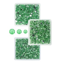qiipii Light Green Crystal Resin Rhinestones for Crafting Light Grass Green Flatback Rhinestone 3mm 4mm 5mm Non-Hotfix Stones Diamonds Crystals Gems for Nails Face Eyes Makeup Body Tumblers DIY Crafts