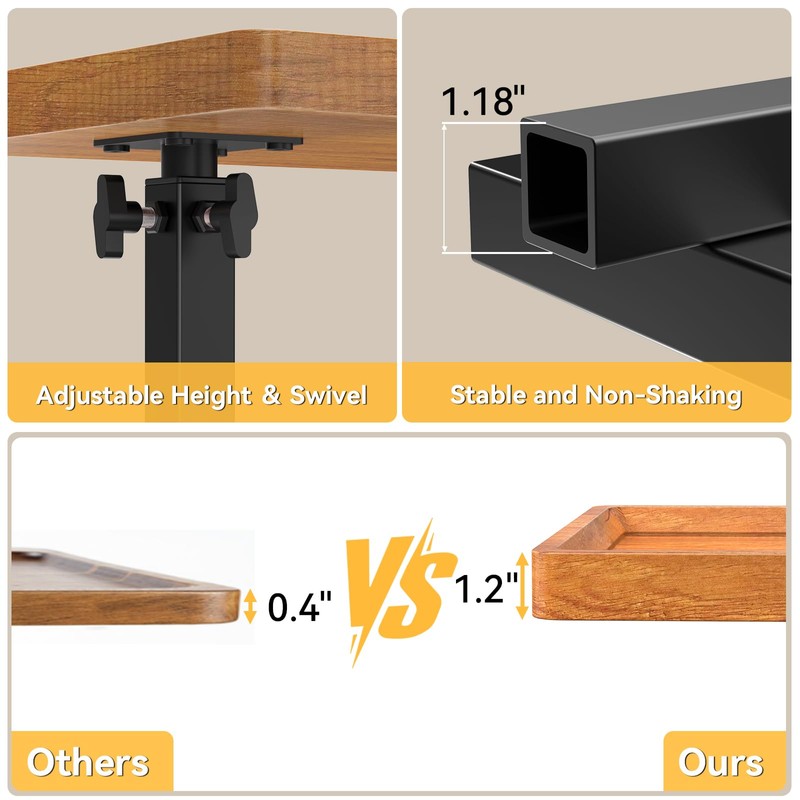 XNSDXV C Table End Table Adjustable Height, 360°Swivel TV Tray