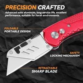 Universial Utility Knife with 10 Quick Change Replacement Blades Cutting, Trimming and Scraping Tasks, Aluminum