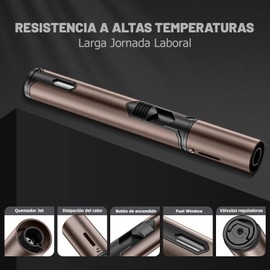 Encendedor de Butano Encendedores Recargables de Butano de Llama Ajustable para Encender la Barbacoa, la Parrilla, la Vela y el Camping de 6 pulgadas (Gas no incluido) (Marrón)