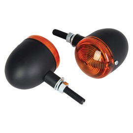 Motorcycle Short Stem Bullet Indicators With Black Body And Amber Lens