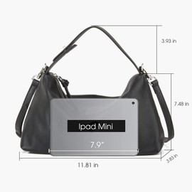 DONNAIN Cross Body Bags for Women: Genuine Leather Tote Bag Hobo Bag Ladies Handbag Adjustable Strap (Black)