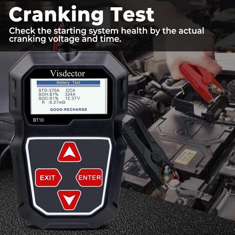 Visdector BT10 Car Battery Tester 12V 100-2000 CCA Digital Battery