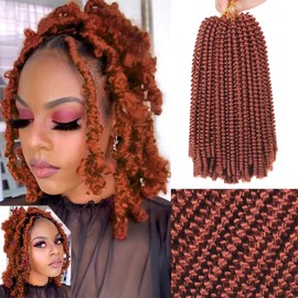 Xtrend 12 Inch Copper Red Spring Twist Hair For Butterfly Faux Locks Short Crochet Braids Hair Synthetic Fluffy Hair Extension For Women 2 Packs (350#)