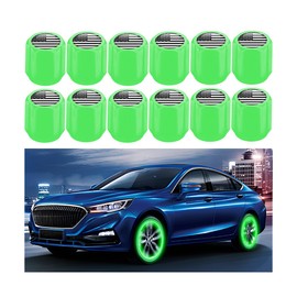 KHGUZ 12PCS American Flag Luminous Car Tire Valve Stem Caps, Fluorescent Leakproof Auto Tire Air Valves Stem Cover, Illuminated Car Tire Air Stem Protector, Universal for RV, SUV, Truck (Green)