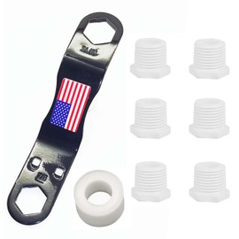 RV Water Heater Drain Plug Kit with Flag, Include Angled Wrench, 6 Pieces 1/2" NPT Replacement Plugs and 1 Roll PTFE Tape (8)
