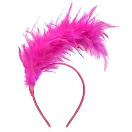 1920s Feather Fascinator Headband for Women Kentucky Derby Headpiece Hats Cocktail Wedding Tea Party - Color: Rose Red