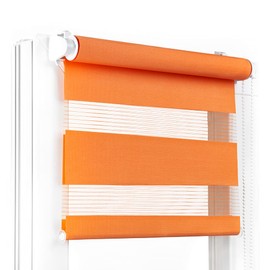 Fenster DEKOR - Roller Blinds for Windows Orange - Klemmfix Roller Blind No Drilling Required 150 x 85 cm - Double Roller Blind with a Wide Range of Sizes and Colours - Opaque Roller Blinds, Easy to