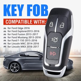 Keymall - Funda para llave a distancia para Ford Edge/Explorer/Fusion/Mustang para Lincoln MKC/MKX (FCC ID:M3N-A2C31243300 P/N: 164-R8108) 4 botones, Just A Key Shell