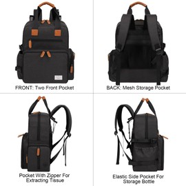 Modoker Dog Travel Bag, Airline Approved Backpack for Pet Accessories Organizer, Tote Weekend Bag with 2 Dog Food Storage Containers, 2 Collapsible Bowls, 1 Pet Mat, Black