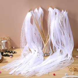 Wedding Wands Magic Wands Wedding Streamers Pack of 30 Trellis Wedding Reusable Lucky Wand No Burr for Weddings Birthdays Parties Holiday Parties Used Christmas (White)