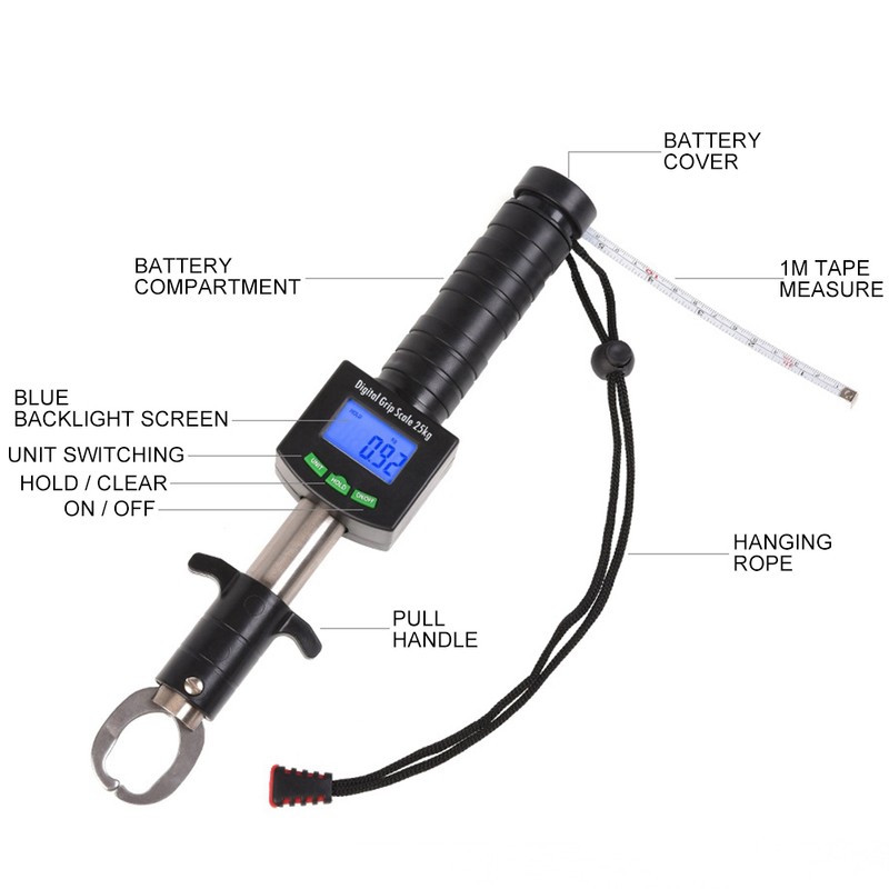 Digital Scale Fishing Grip Stainless Steel Fish Lip Grabber Electronic