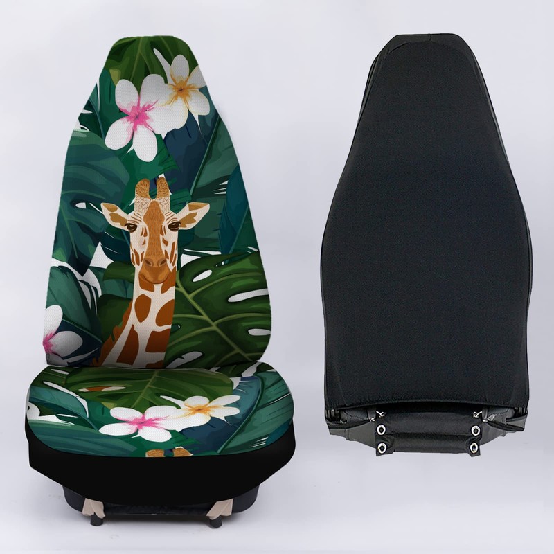 Bulopur Tropical Leaves Giraffe Printed Car Seat Covers Set for