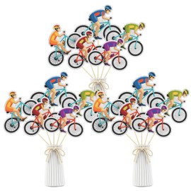 Bicycle Centerpiece Sticks, Kids and Adult Birthday Table Toppers,Bike Theme Birthday Party Decorations, Bicycle Racing Party Supplies.Set of 15