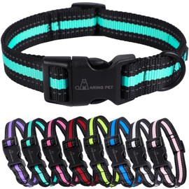 ARING PET Reflective Dog Collar, Cute Green Nylon Dog Collar, Lightweight Adjustable Dog Collars for Medium Dogs with Quick Release Buckle